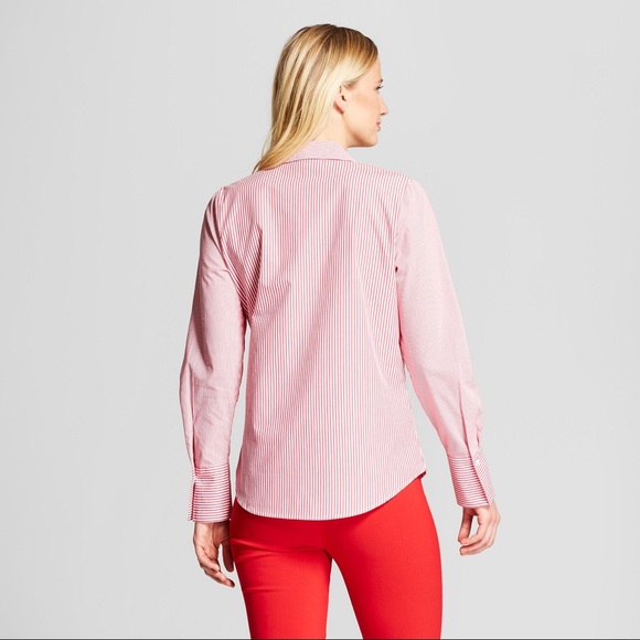 Striped Long Sleeve Contrast Wrap Shirt - Picture 2 of 3